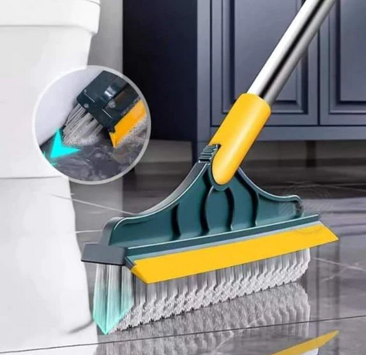 2 In 1 Floor Scrub Brush with Window Squeegee 120 Degrees Rotatable Long Handle
